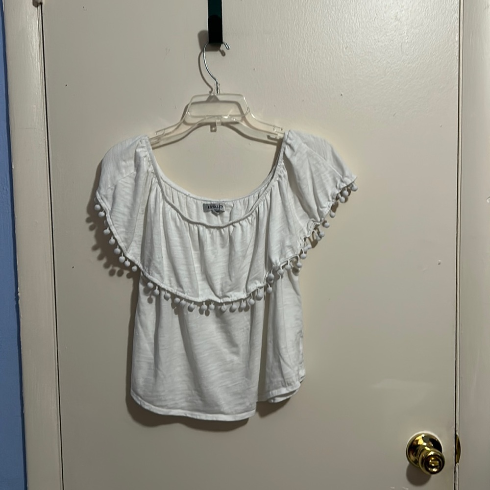 Royality Off-the-Shoulder Xl White Crop Top
